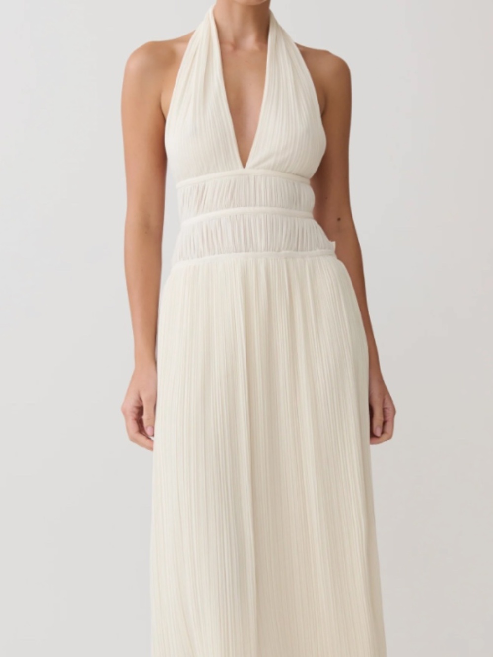 Thien Cowl Halter Midi Dress - Ivory - Picture 1 of 4
